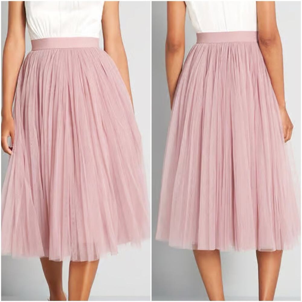 ModCloth women's Pink Tulle Layered Midi Skirt XS